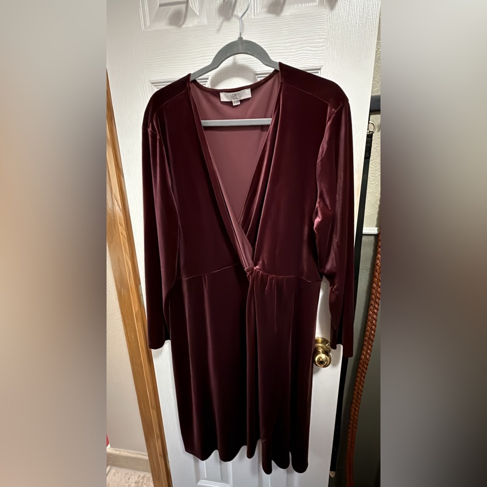 Loft Burgundy Velvet Dress